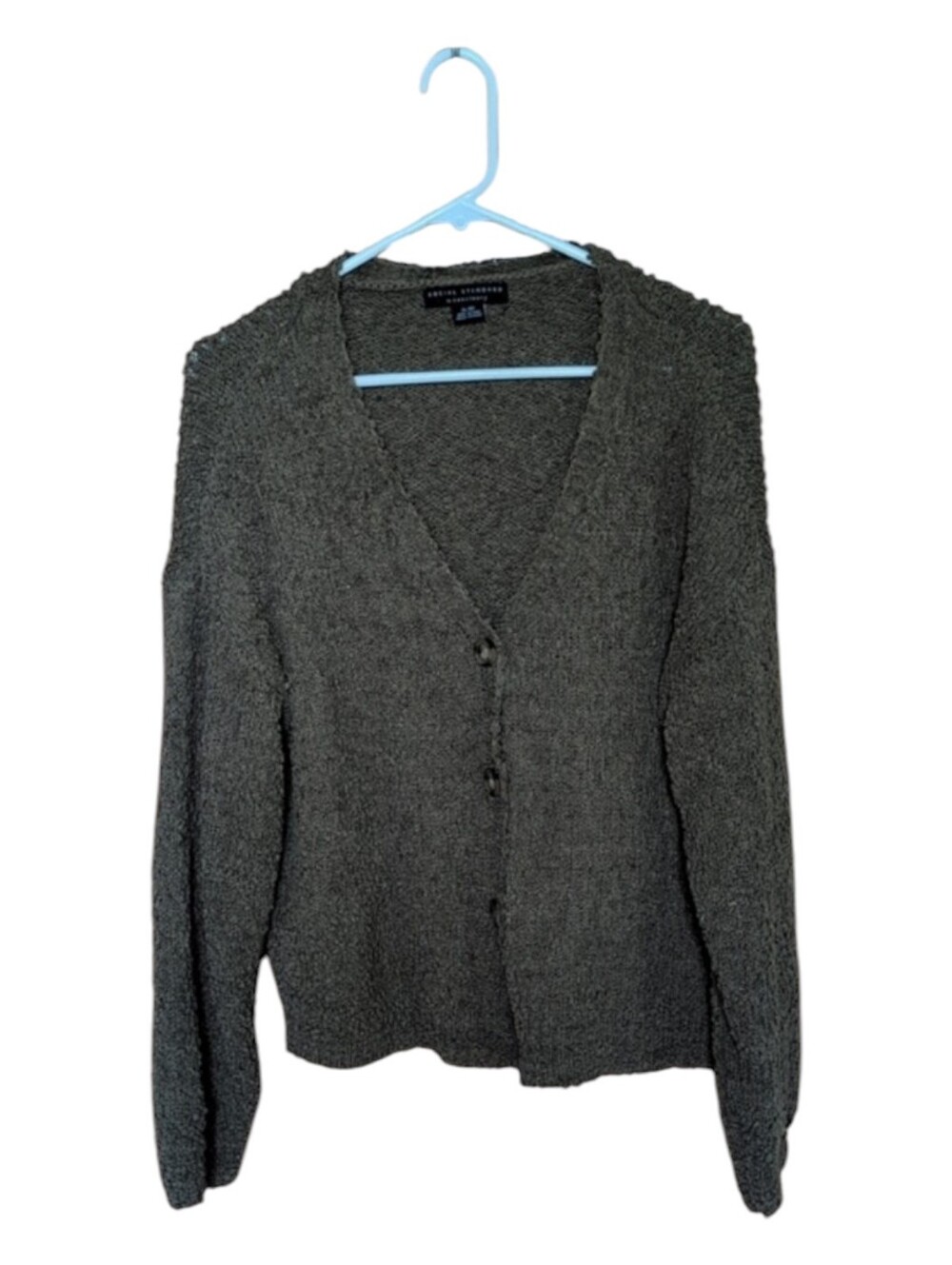 Olive Green Social Standard Textured V-neck Cardigan XL